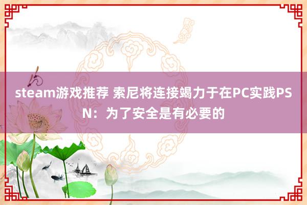 steam游戏推荐 索尼将连接竭力于在PC实践PSN：为了安全是有必要的