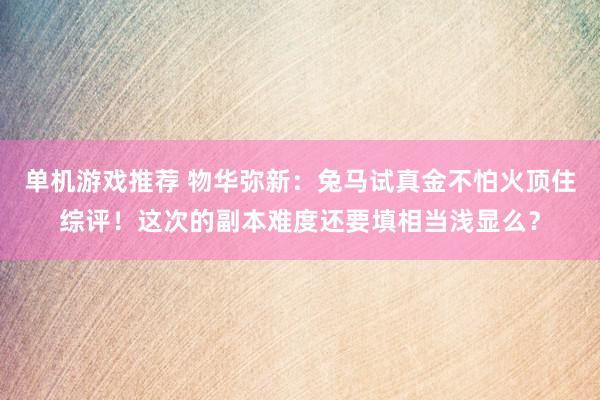 单机游戏推荐 物华弥新：兔马试真金不怕火顶住综评！这次的副本难度还要填相当浅显么？