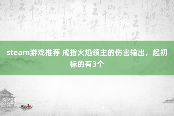 steam游戏推荐 戒指火焰领主的伤害输出，起初标的有3个