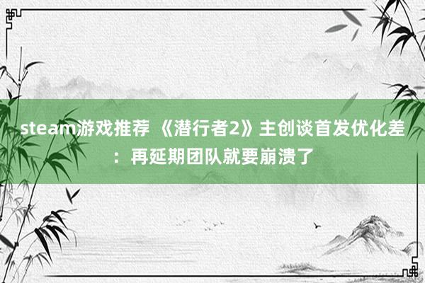 steam游戏推荐 《潜行者2》主创谈首发优化差：再延期团队就要崩溃了