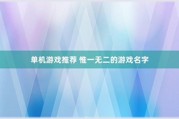 单机游戏推荐 惟一无二的游戏名字