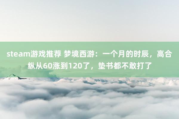 steam游戏推荐 梦境西游：一个月的时辰，高合纵从60涨到120了，垫书都不敢打了