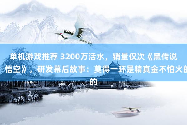 单机游戏推荐 3200万活水，销量仅次《黑传说：悟空》，研发幕后故事：莫得一环是精真金不怕火的