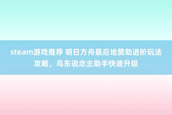 steam游戏推荐 明日方舟最后地赞助进阶玩法攻略，鸟东说念主助手快速升级